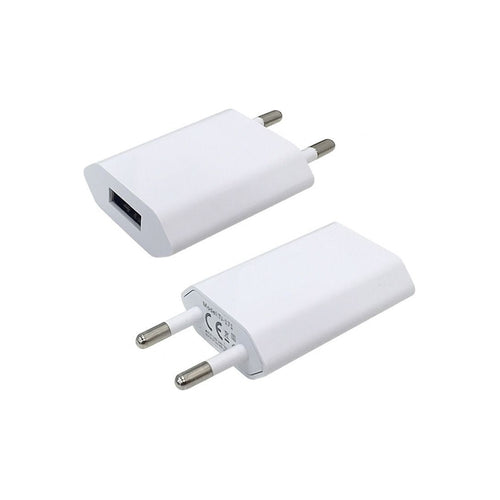 Chargeur secteur compact Moxie blanc avec un port USB-A, 5 W et 1 A