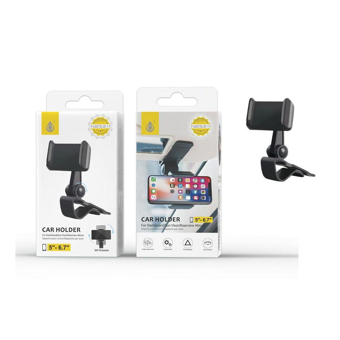 Support pour smartphone NE5211 à fixer sur le pare-soleil d’une voiture